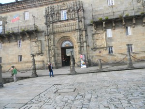 The front of the 500 year old hotel we stayed in for 2 nights - Santiago de Compostela -- right next to the cathedral!