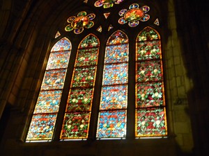 The amazing stained glass windows of the cathedral in Leon